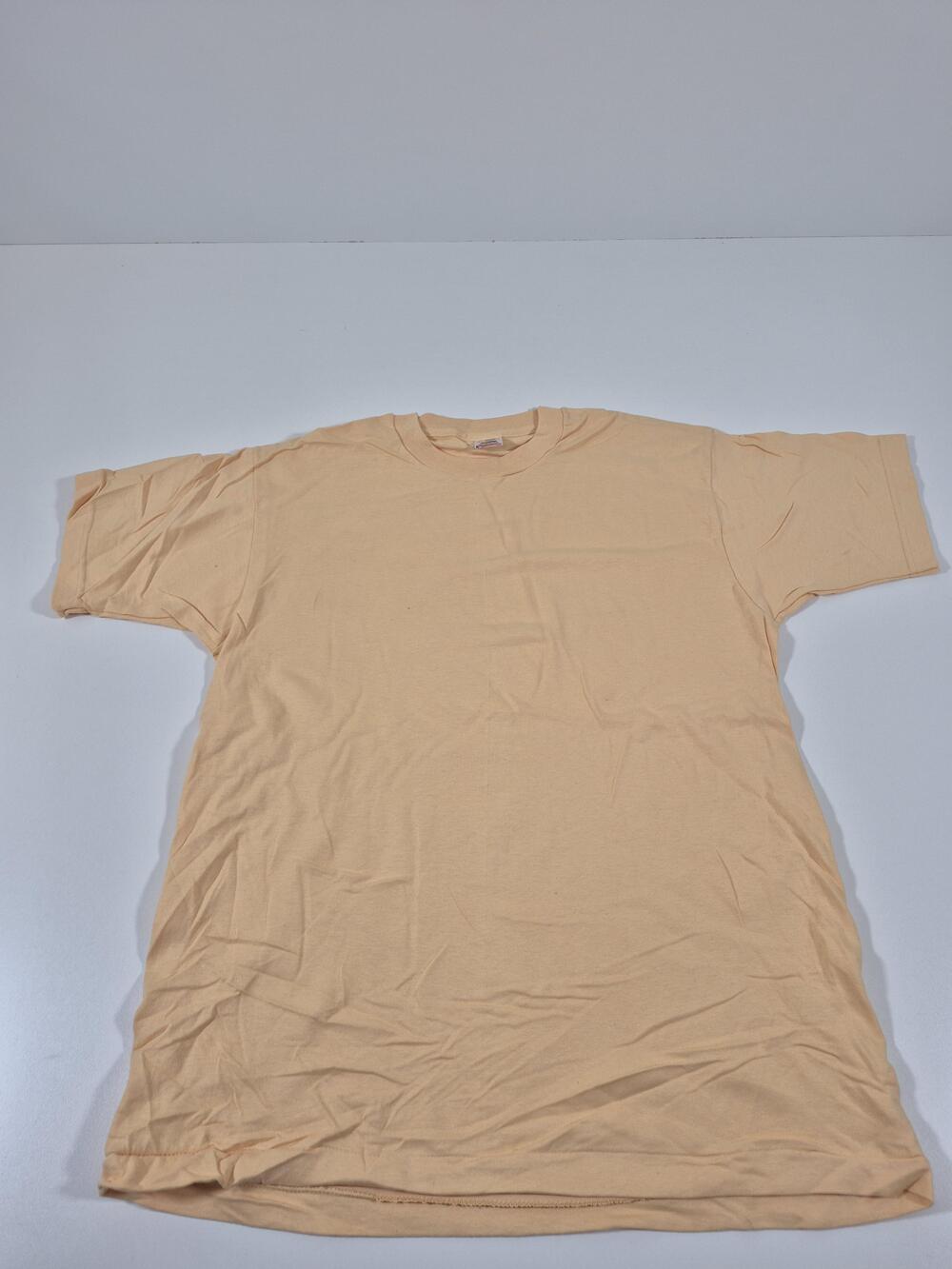 Vintage Fruit Of The Loom Shirt Mens Large Beige Blank Crewneck Tee Made USA